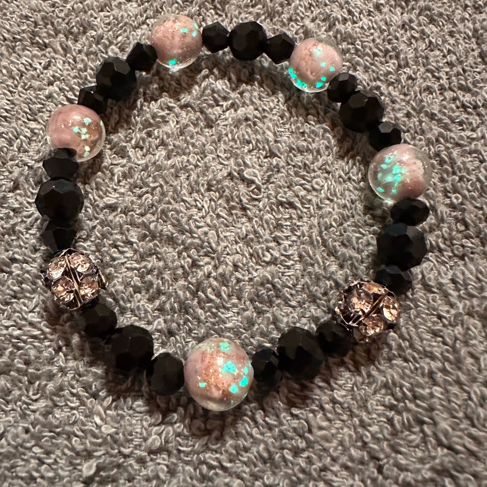 Pink and black Beaded bracelet